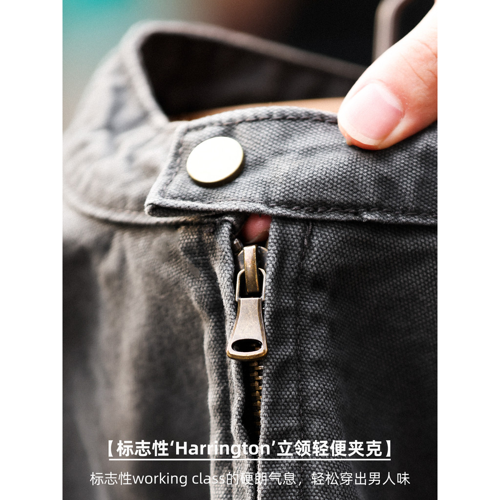 American vintage Stand-Up Collar Carhart Jacket Men Slightly Wide Canvas Distressed Outdoor Tough Guy Cargo Jacket