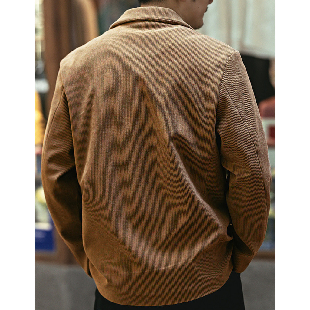 High-End Retro Small Suit Jacket Men Autumn Street Wear Ruffian Handsome Casual Corduroy Suit British Jacket