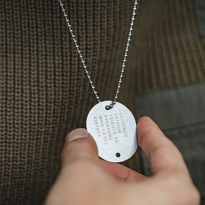 American Retro Letter Military  Pendant Necklace Hip Hop Dog Tag Disco Cool American Soldier Pendant