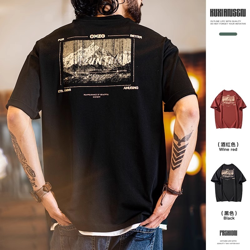 Quick-Drying Street Wear Printed Short-Sleeved t-Shirt Men 2025 Summer New Style Loose Cool Feeling Ice Leather Half-Sleeved t-Shirt