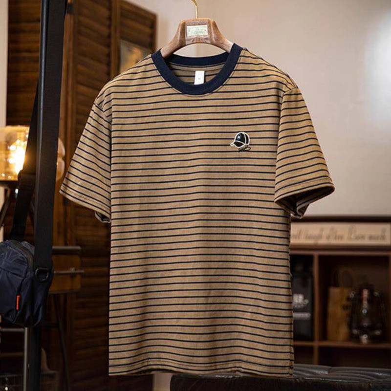 Embroidered Pinstripe T-Shirt