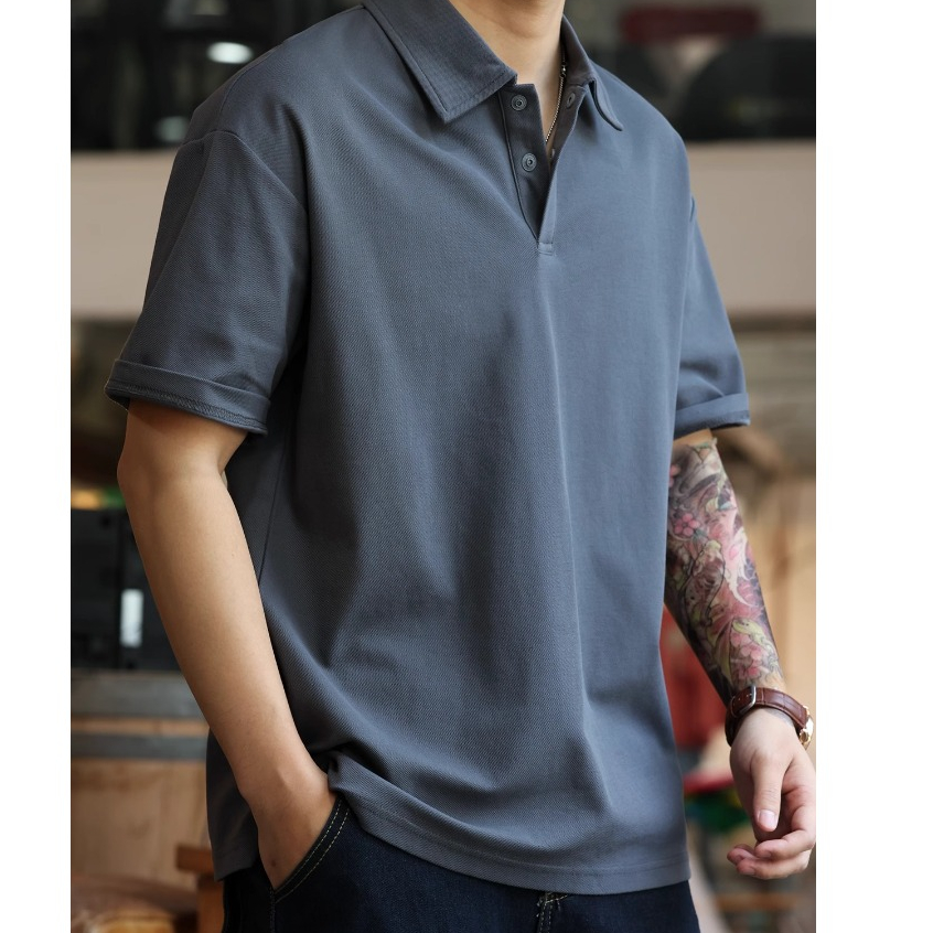 220g Solona Short-Sleeved Polo Shirt Men's Light Luxury Feeling Pearly Cool Lapel TEE