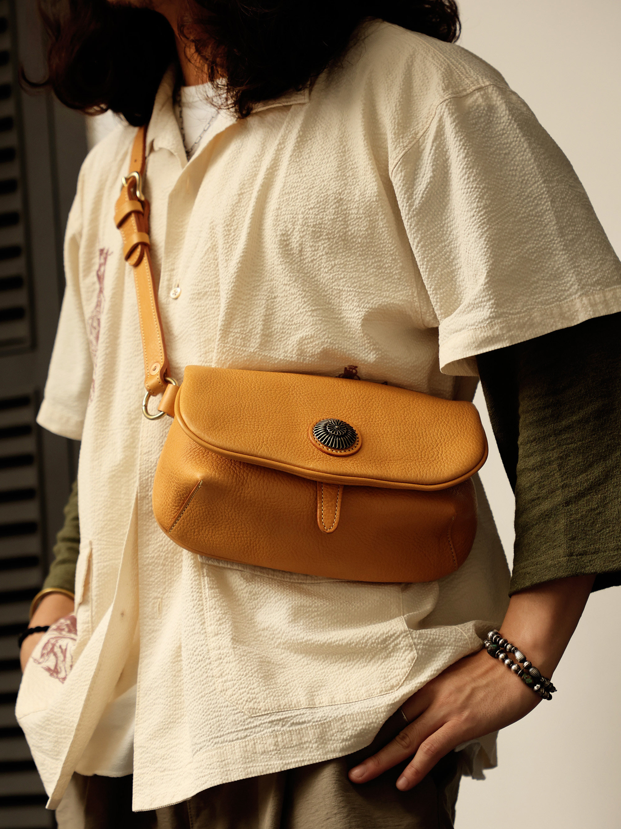 Leather chest bag
