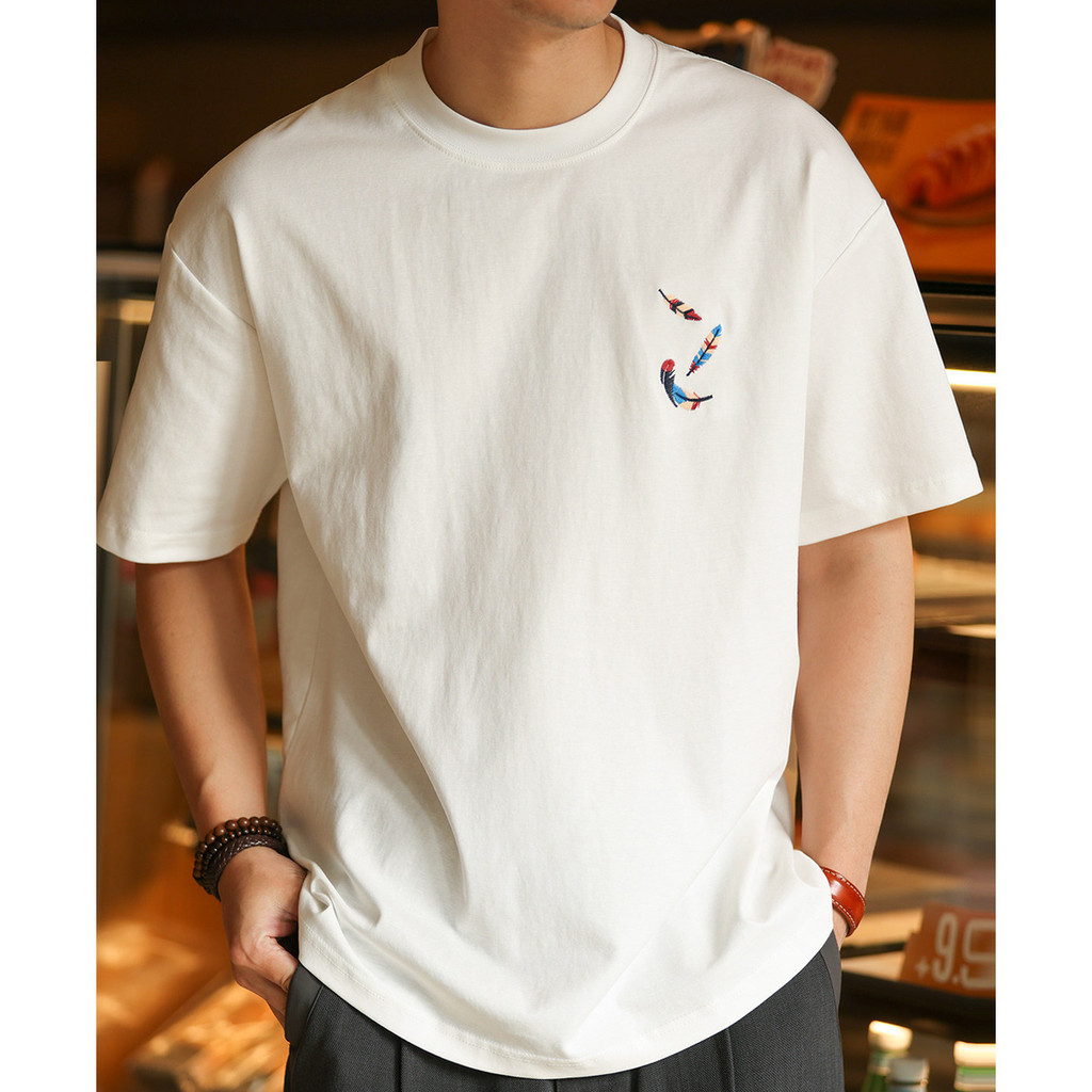 220g Feather Embroidered T-Shirt