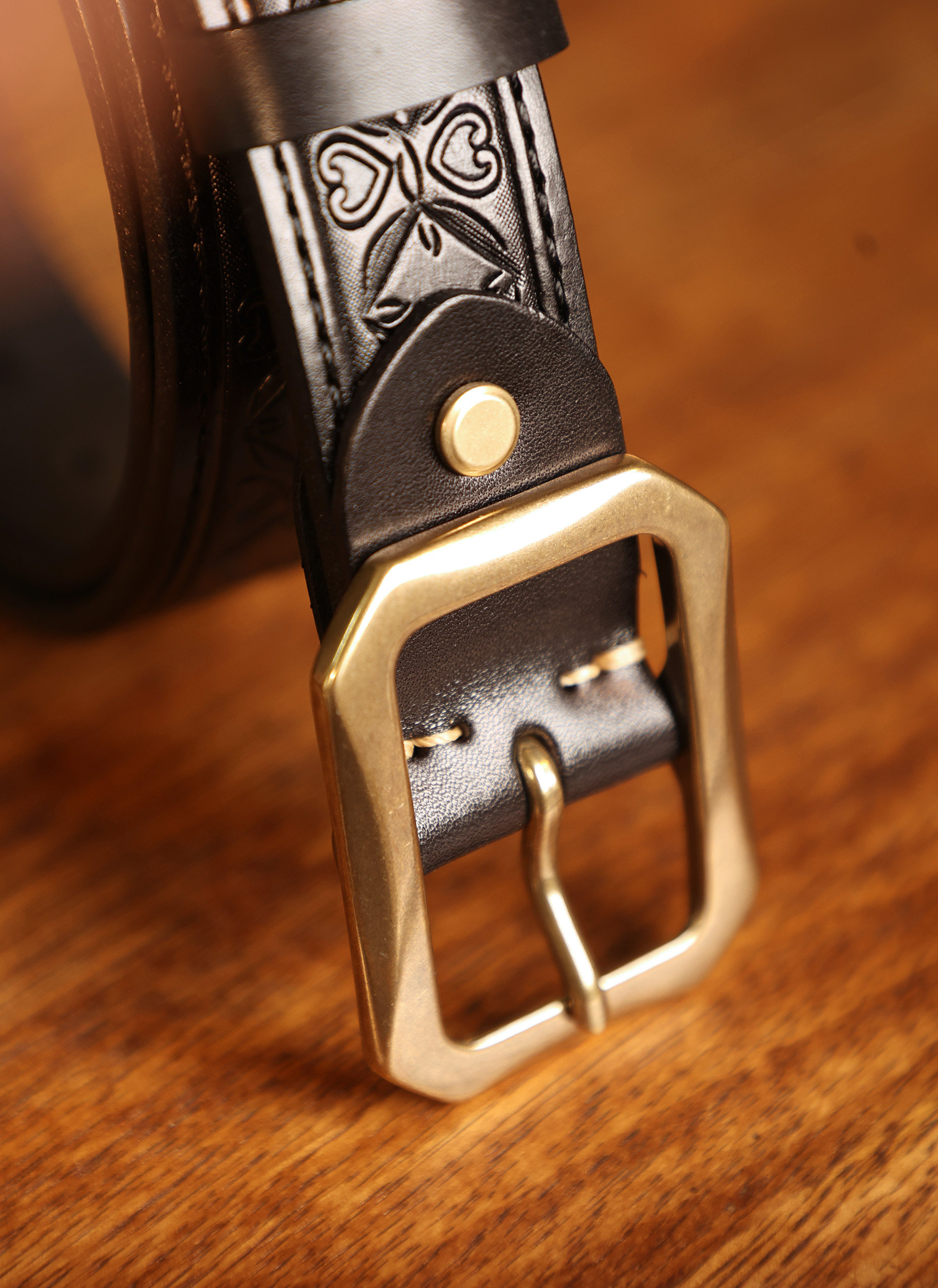 Vintage American-style embossed leather belt