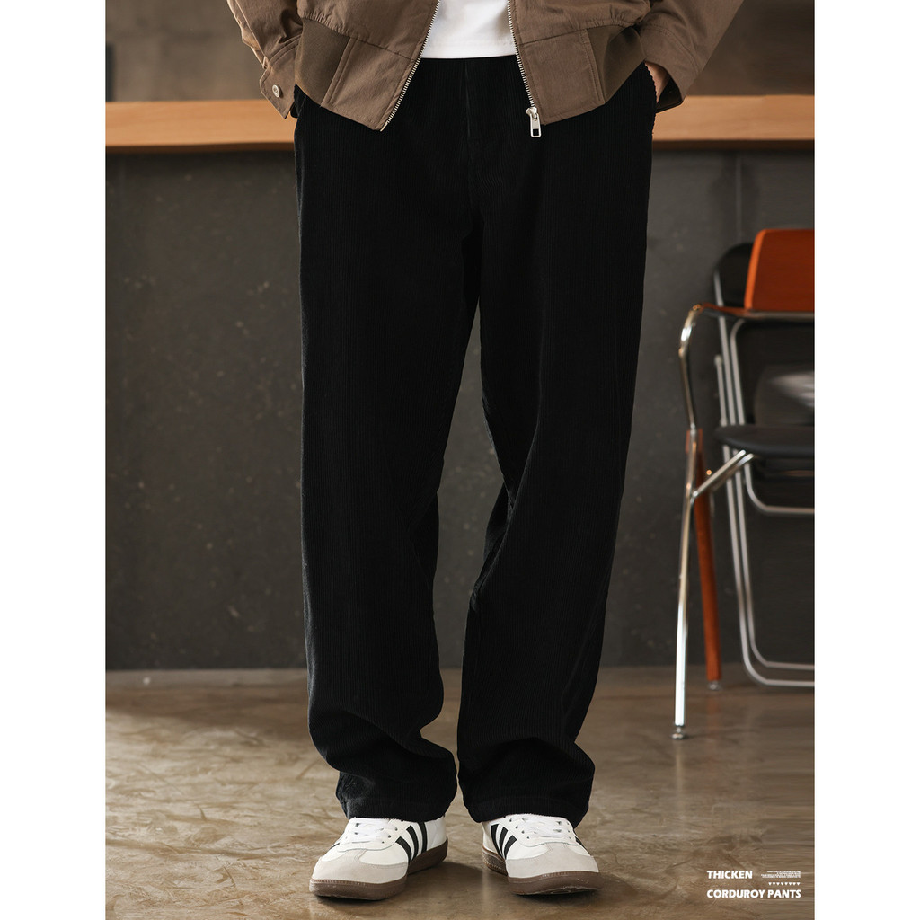 300g Heavy Corduroy Long Pants Bain Style Plus Velvet Thickened Straight Casual Pants