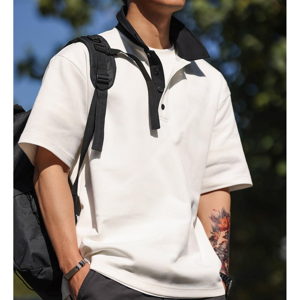LVY Black White Splicing Basic POLO