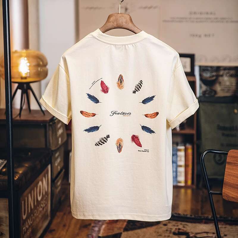 Fun Printed Short-Sleeved t-Shirt Men Summer Loose Casual Painted Half-Sleeved