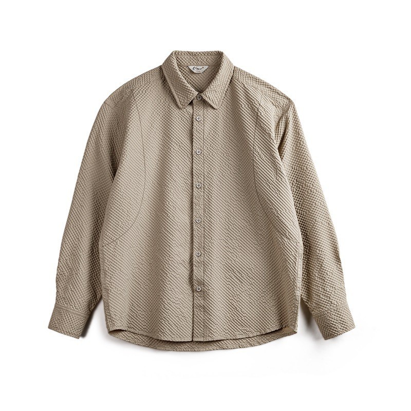 100g Casual Seersucker Non-Iron Long-Sleeved Shirt Texture Thin Lapel Shirt Jacket Men Autumn