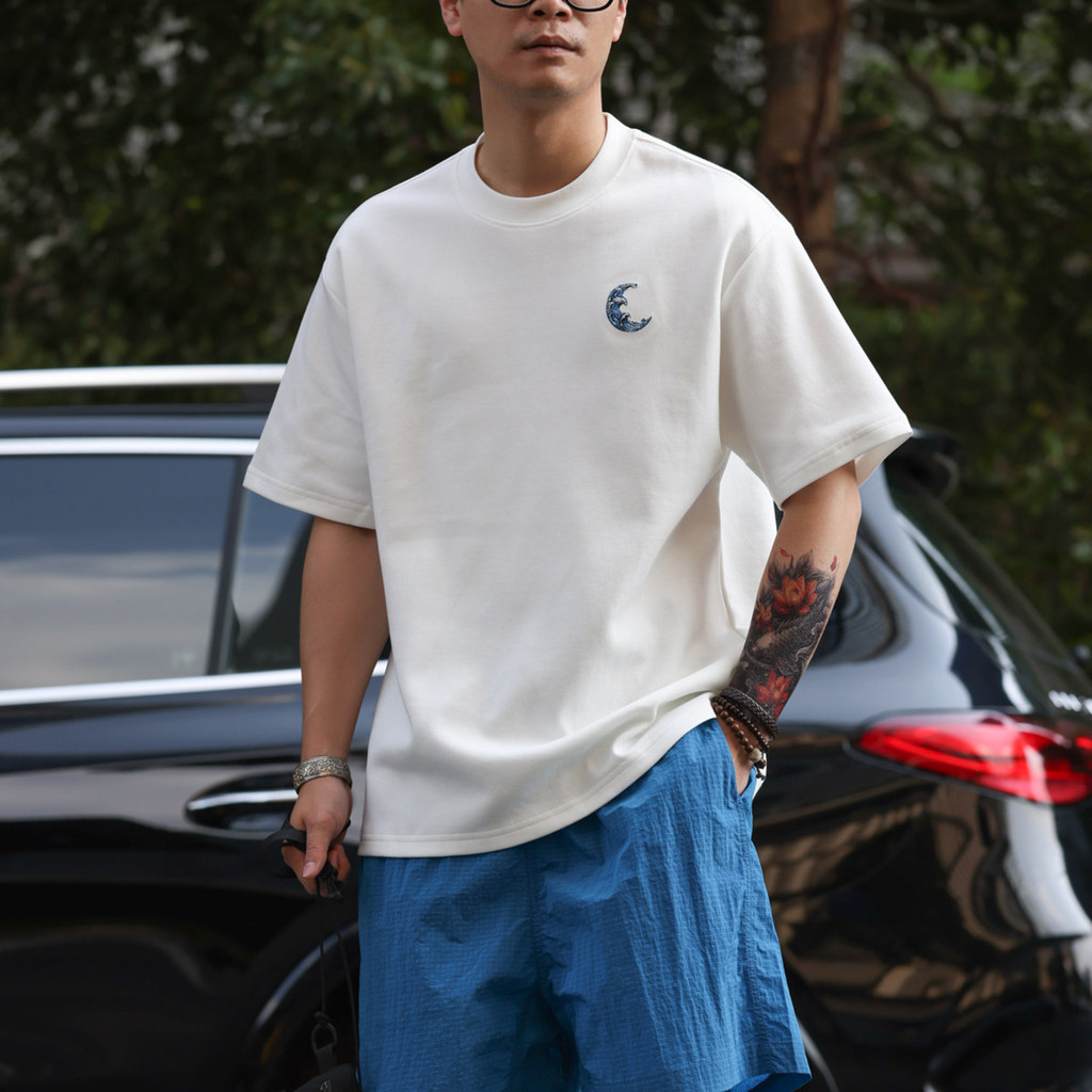 230g Air Layer Wave Embroidery Cotton T-Shirts