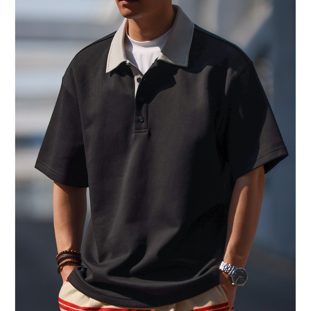 LVY Black White Splicing Basic POLO