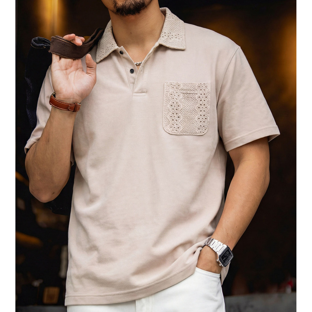 Beaded Floor Cotton Polo Shirt