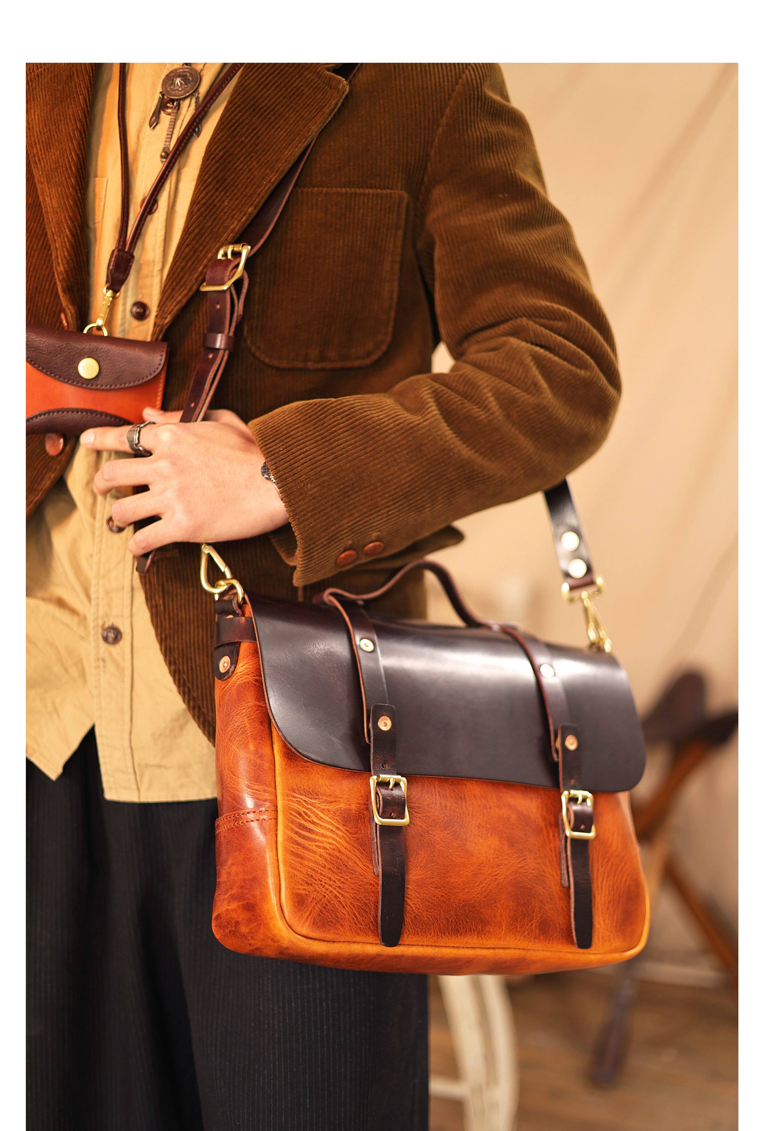 Leather messenger bag