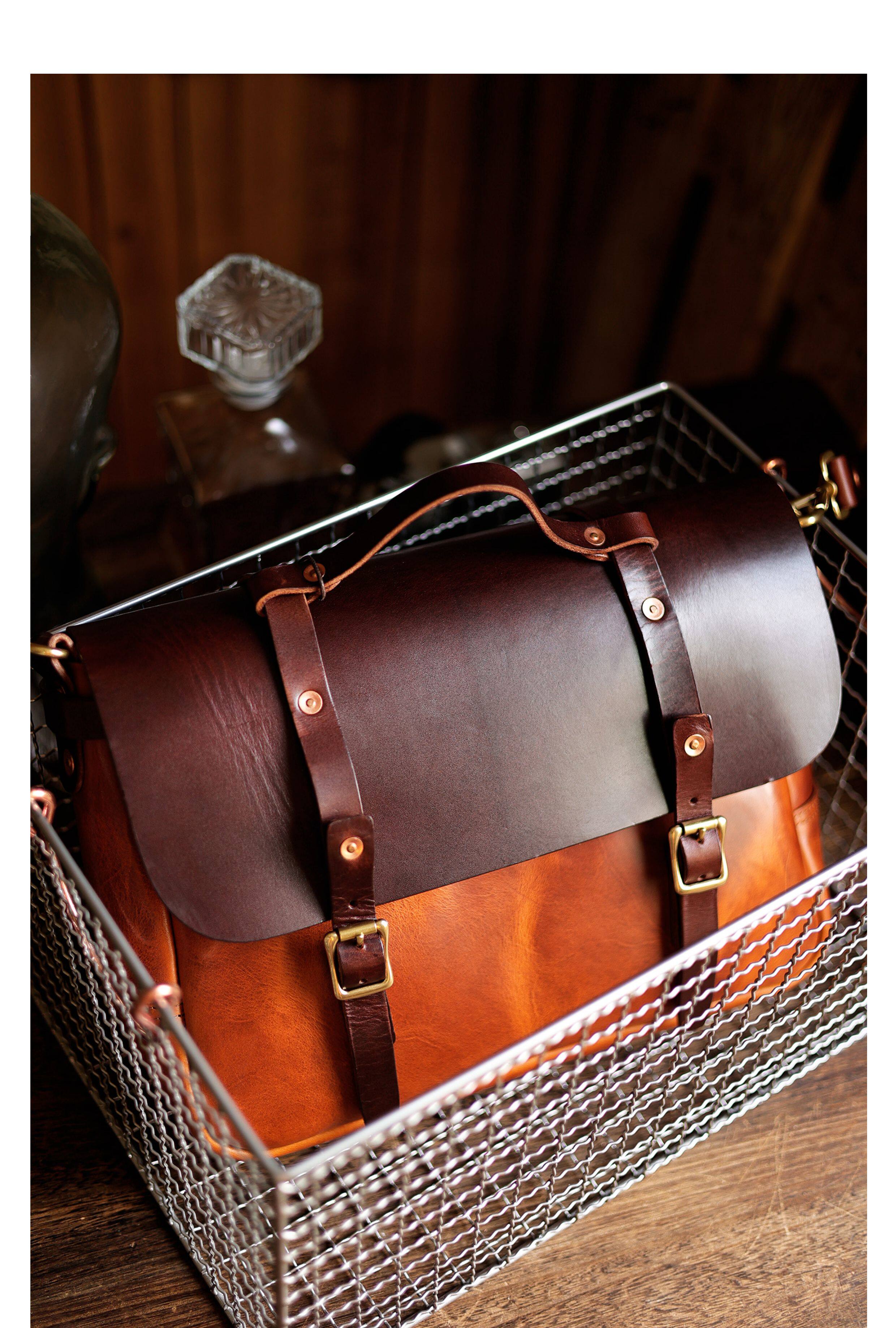 Leather messenger bag