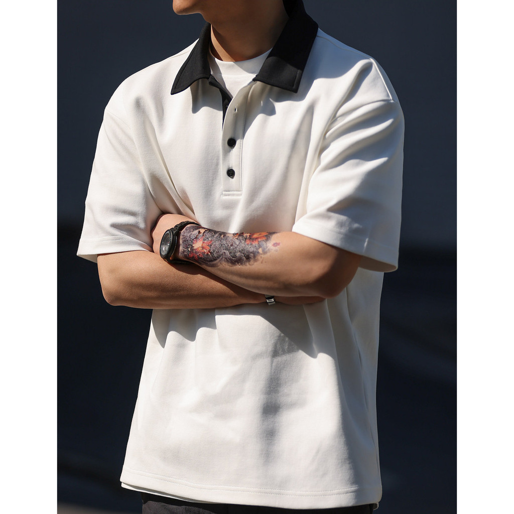 LVY Black White Splicing Basic POLO