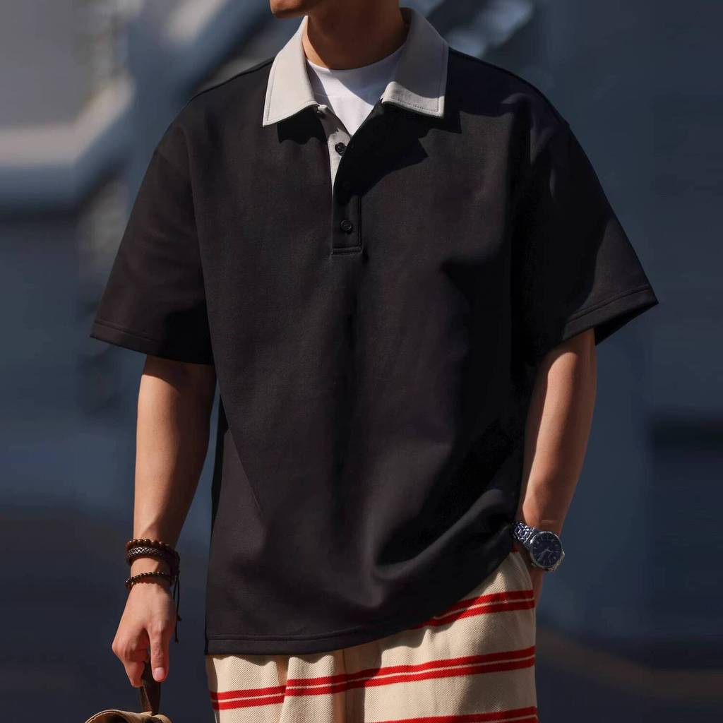 LVY Black White Splicing Basic POLO