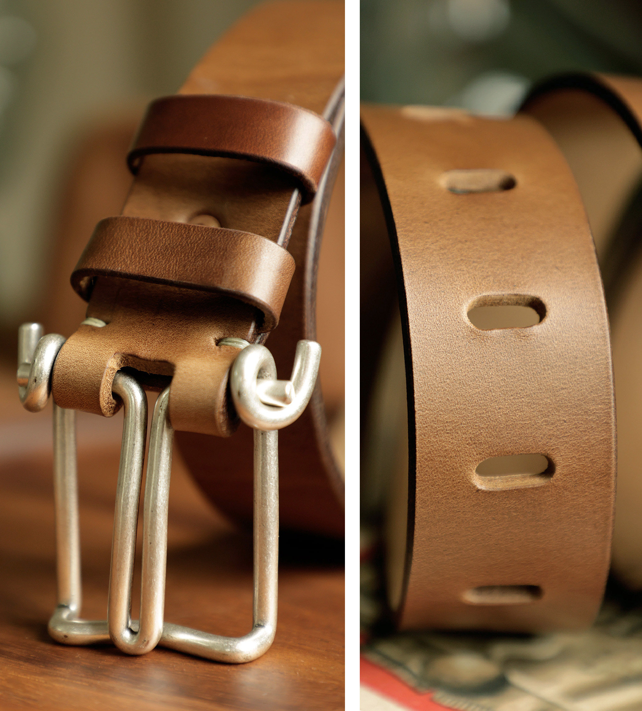 American Holvin Tea Core Leather Belt