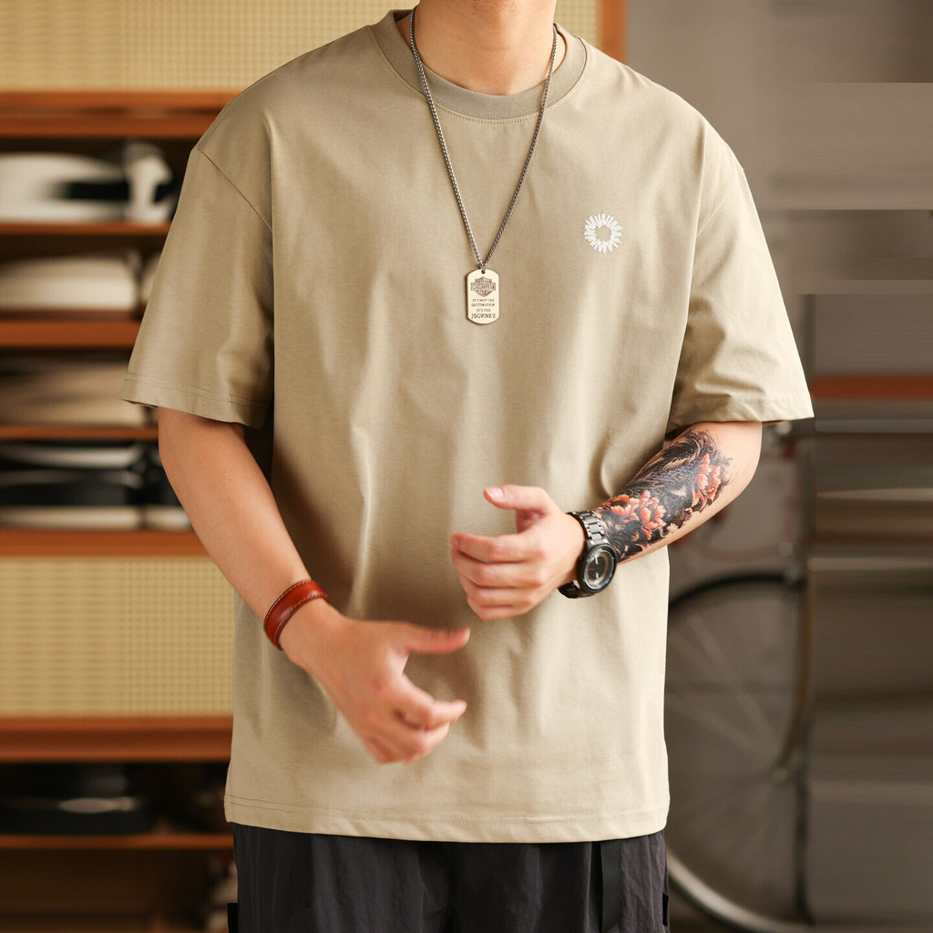 240g Ice Silk Cotton Embroidered T-Shirt