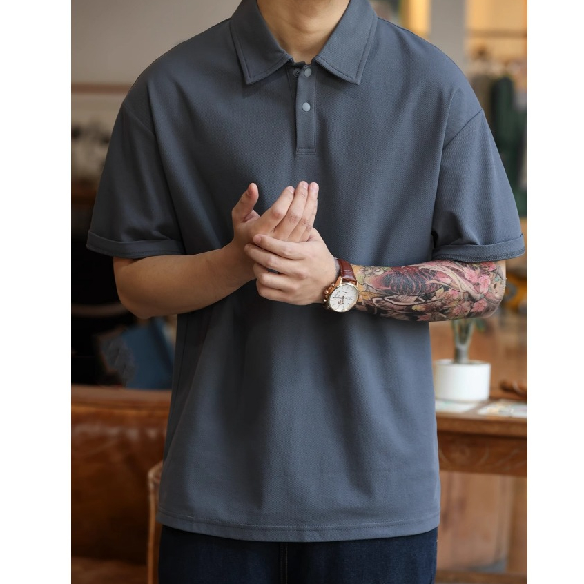 220g Solona Short-Sleeved Polo Shirt Men's Light Luxury Feeling Pearly Cool Lapel TEE