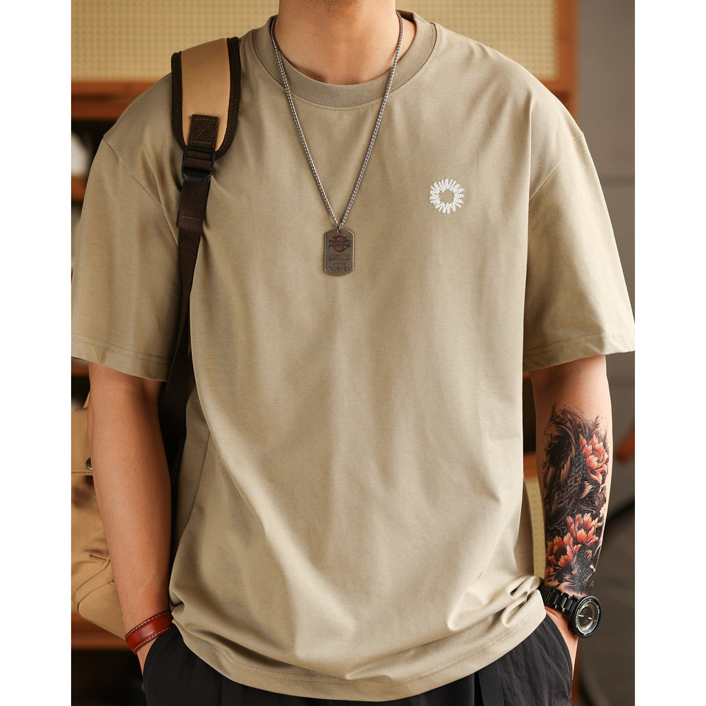 240g Ice Silk Cotton Embroidered T-Shirt