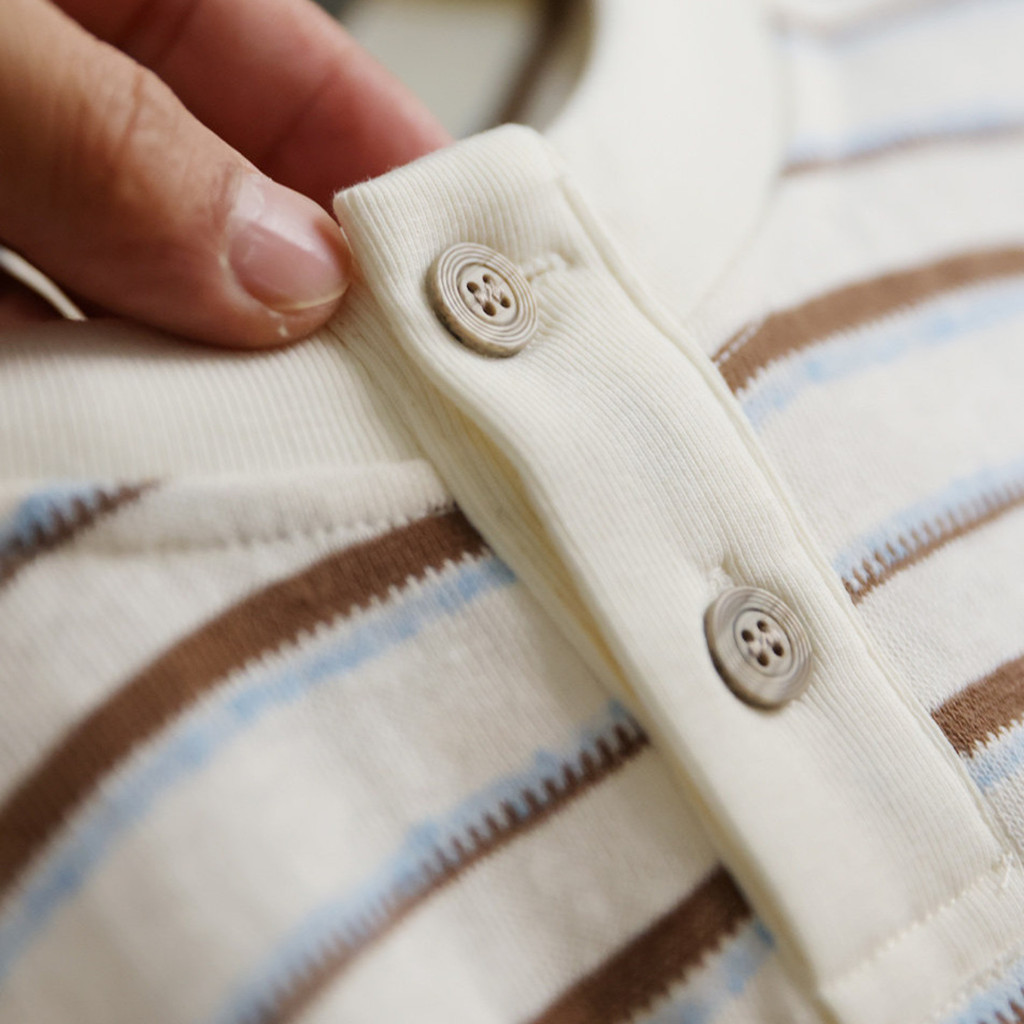 Henry Collar Striped T-Shirt