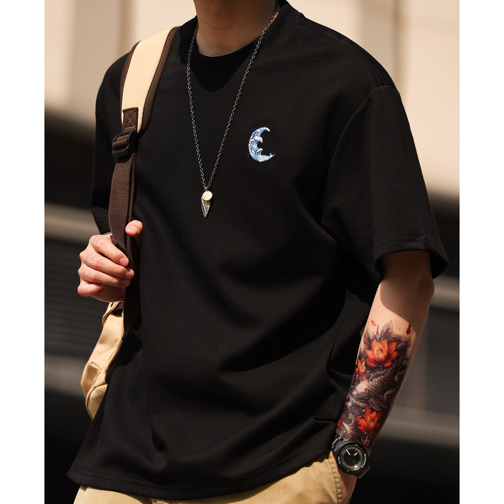 230g Air Layer Wave Embroidery Cotton T-Shirts