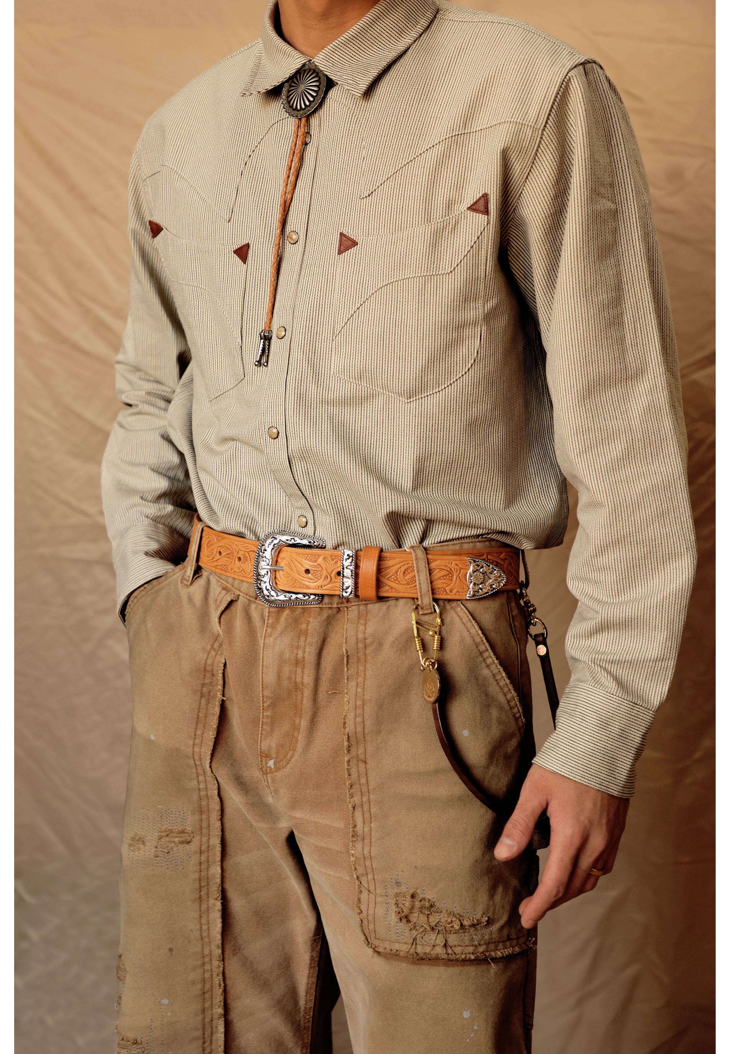 Hand-carved leather belt