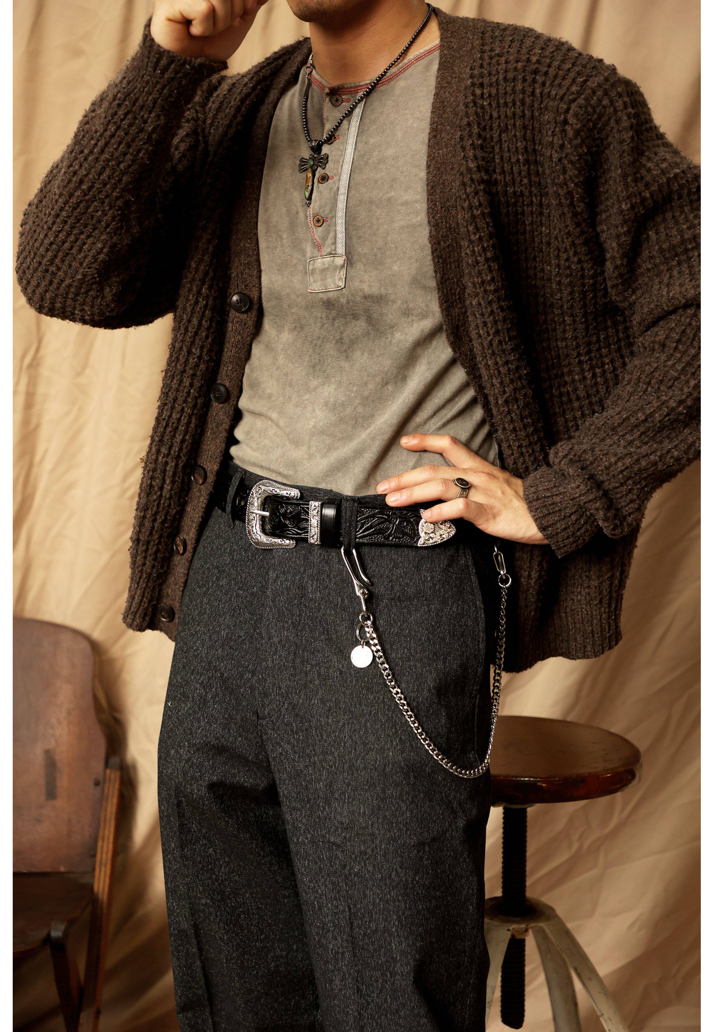 Hand-carved leather belt