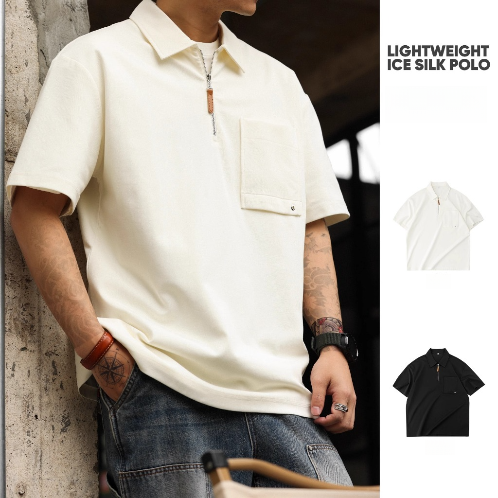  245g Casual Lyocell Short-Sleeved T-Shirt Men Loose Raglan Half-Sleeved Basic TEE