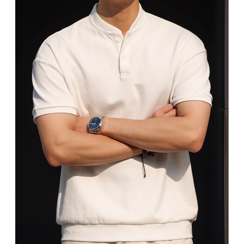 250g Casual Henry Collar T-Shirt