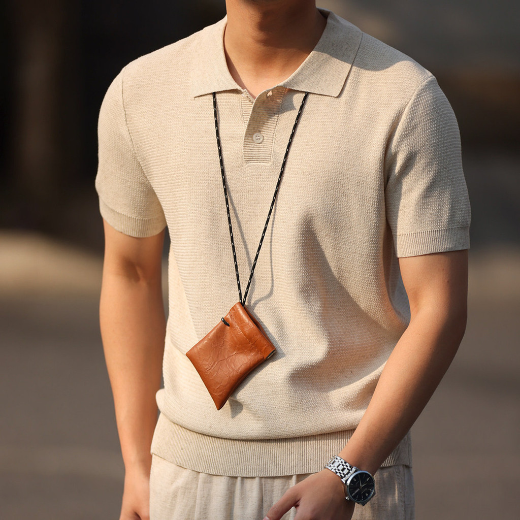 Tencel Linen Short-Sleeved POLO Shirt Men Basic Style Breathable Casual Lyocell Knitted Lapel T-Shirt