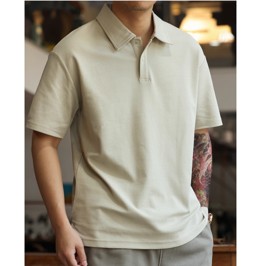 220g Solona Short-Sleeved Polo Shirt Men's Light Luxury Feeling Pearly Cool Lapel TEE