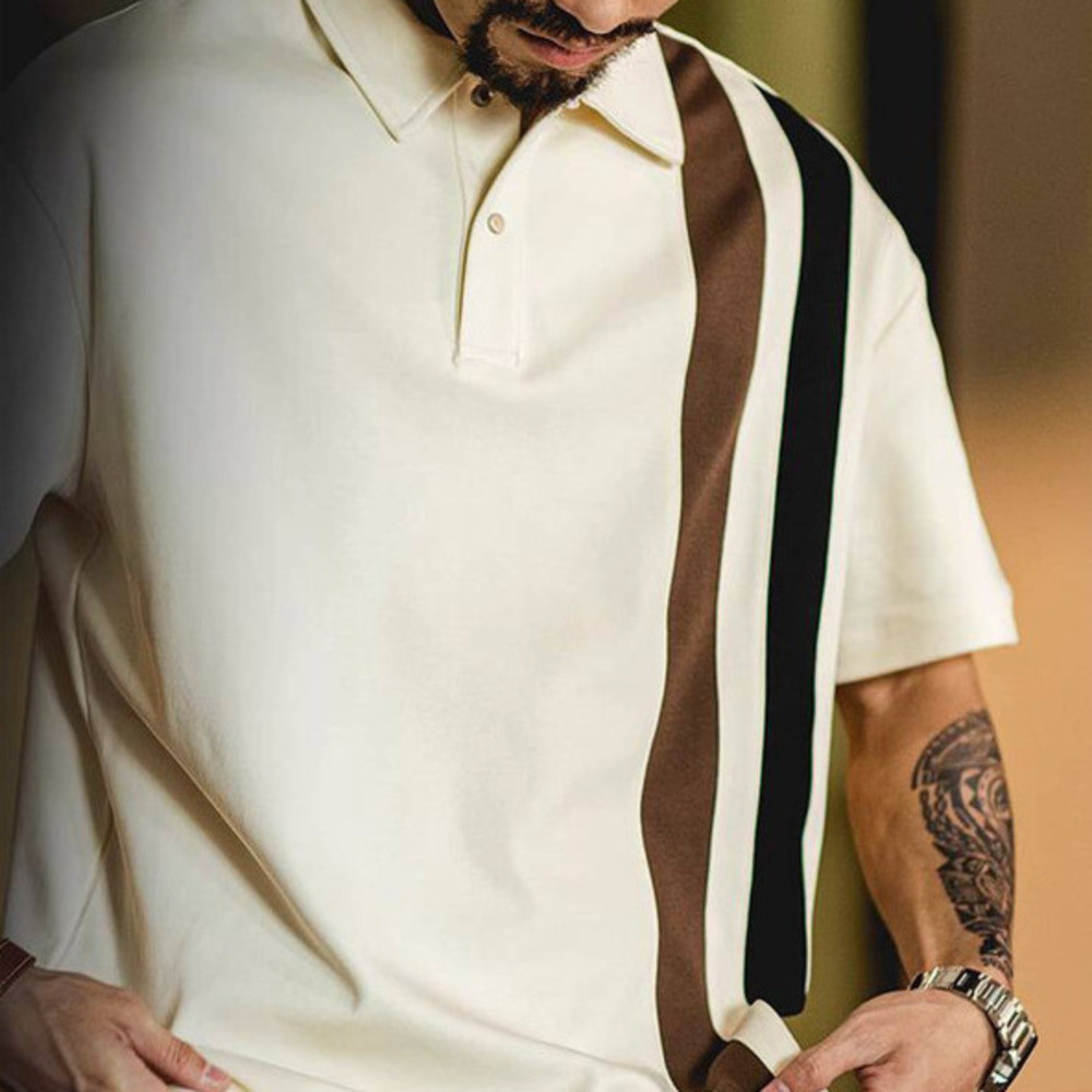 Stitching Contrast Color Polo Shirt
