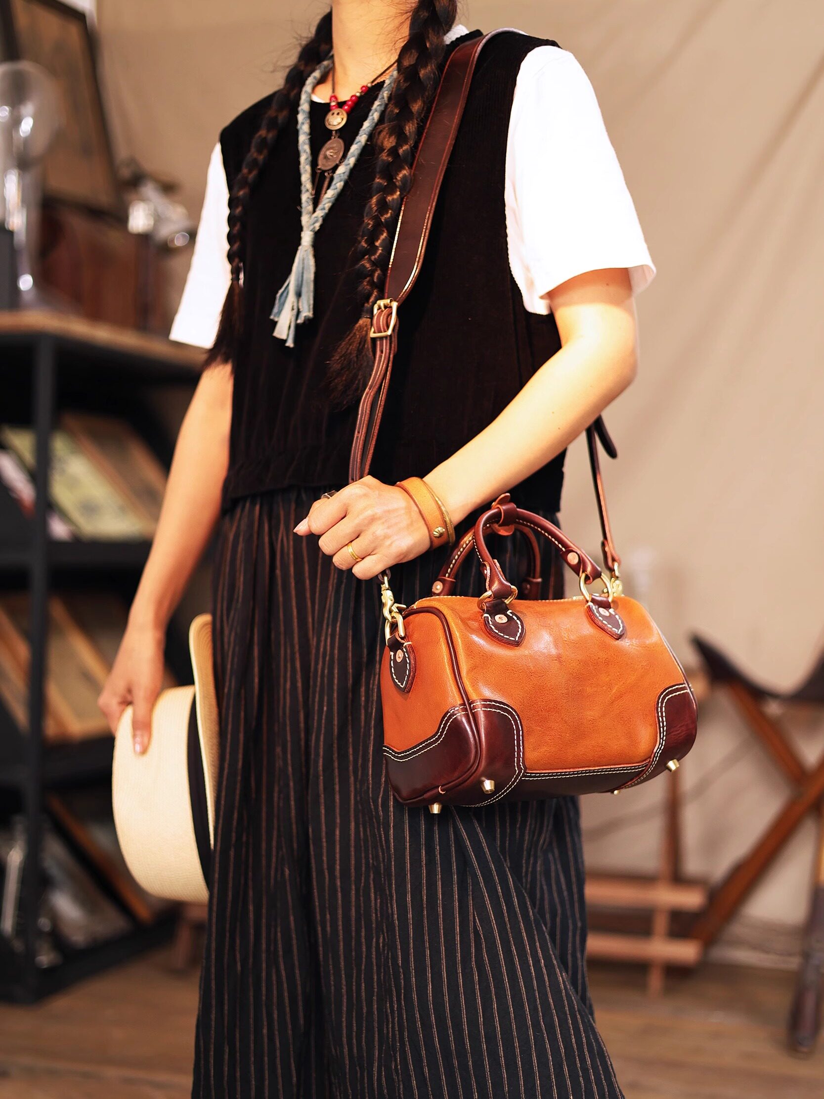 Handmade Single-shoulder Boston Bag