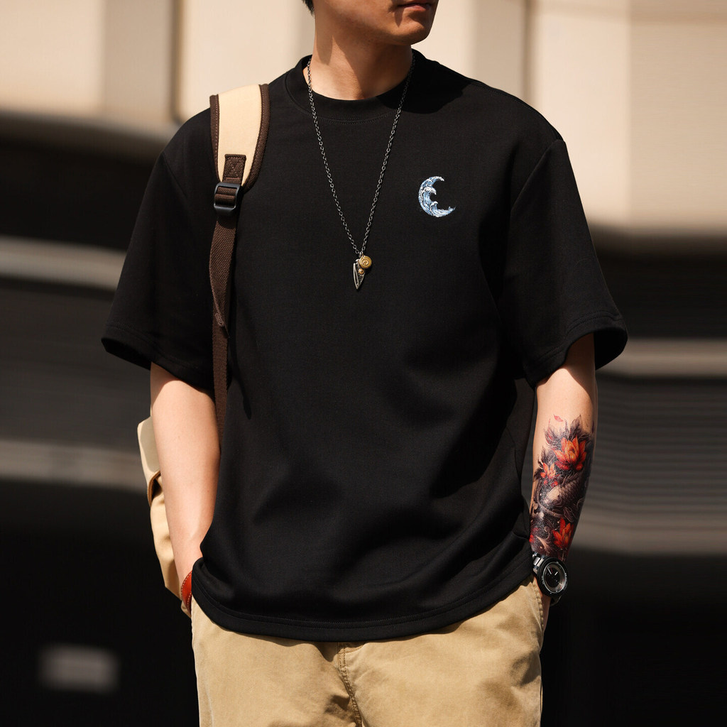 230g Air Layer Wave Embroidery Cotton T-Shirts