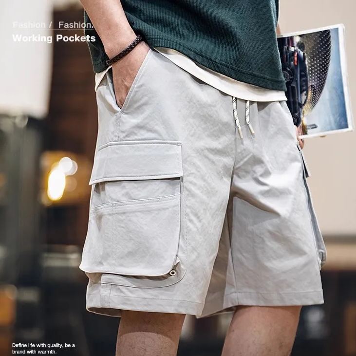 Large Pocket Straight Casual Workwear Shorts