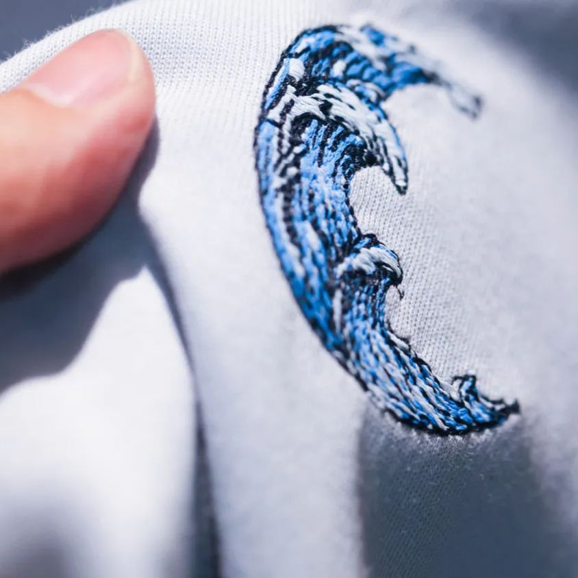 230g Air Layer Wave Embroidery Cotton T-Shirts