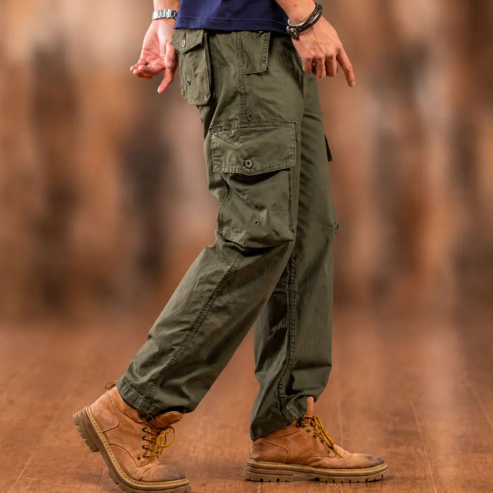 M65 Cargo Pants for Men 100% Cotton Multi-Pocket Long Pants Army Green Casual Pants