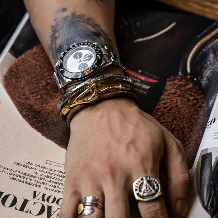 Indian Ethnic Style Niche Cheap Bracelet High Qiao Retro Style Tang Grass Golden Eagle Bracelet Men Women
