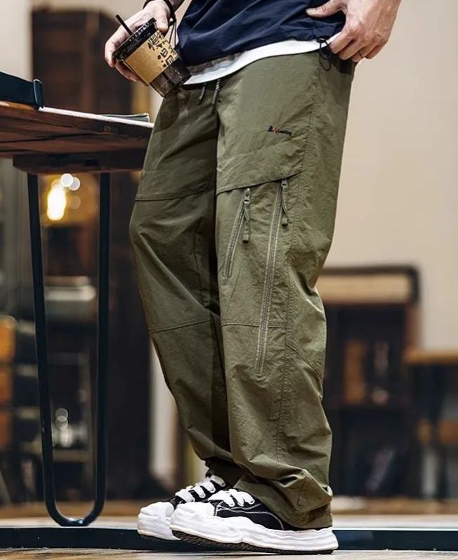 Wuluwear American Style Quick-Drying Casual Pants Men's Summer 2025 New Style Outdoor Embroidered Thin Style Straight Overalls Men