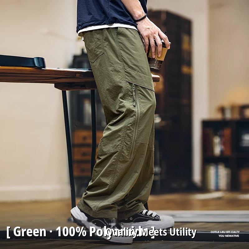 Quick-Drying Casual Pants Outdoor Embroidered Thin Style Straight Overalls Men