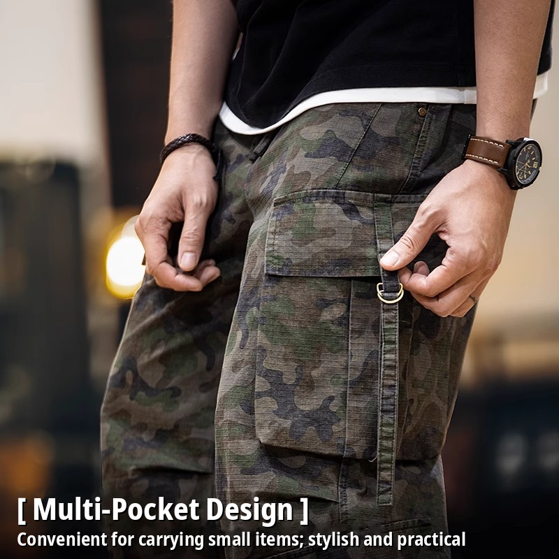 Mesh Camouflage Overalls Men Multi-pocket Straight Casual Trousers