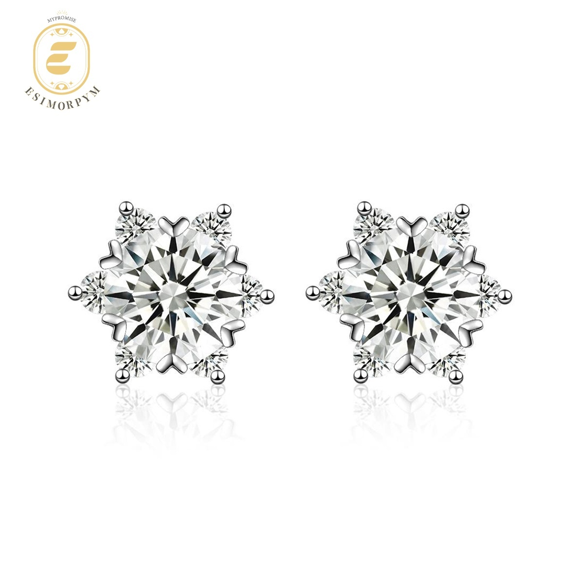 Moissanite 0.5-2ct Snowflake Stud Earrings