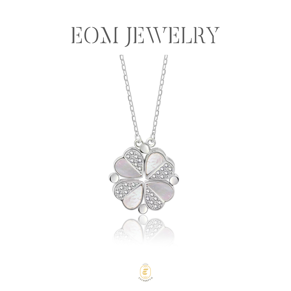 Moissanite 0.1ct Convertible Lucky Four-Leaf Clover Pendant Necklace
