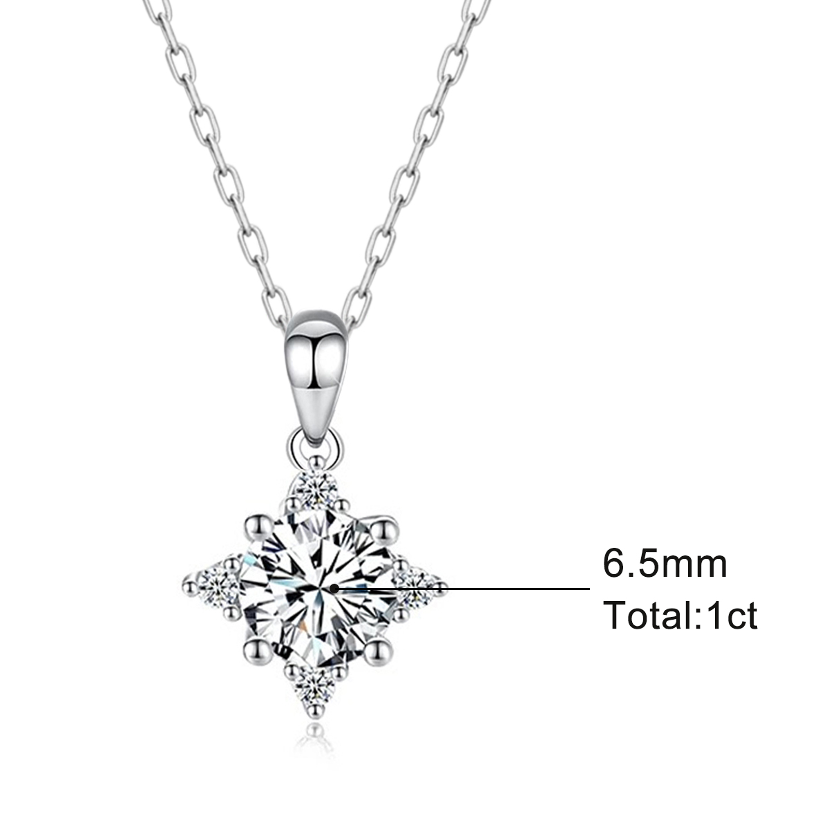 Moissanite 1ct Starburst Halo Pendant Necklace