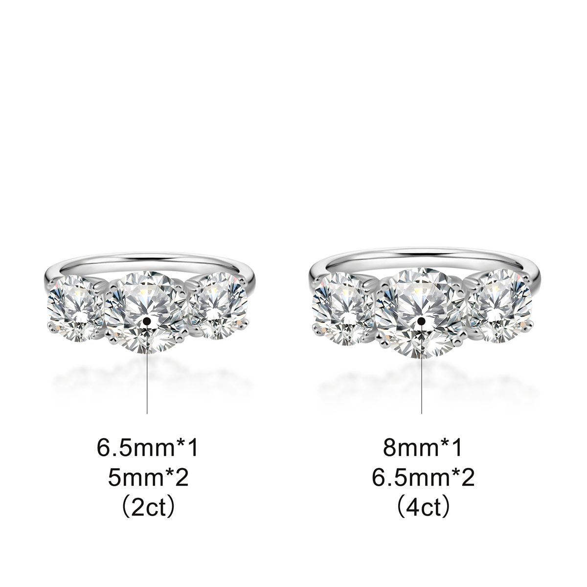 Moissanite 4ct Three Stone Prong Engagement Ring (Buy 2 Free Shipping & Extra $3.99 off)