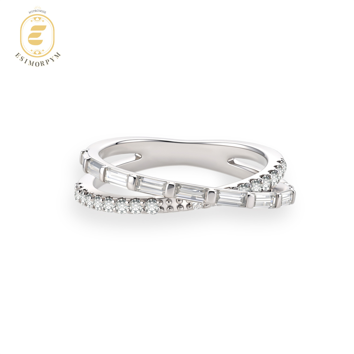 Moissanite Starlight Ribbon Crossover Ring