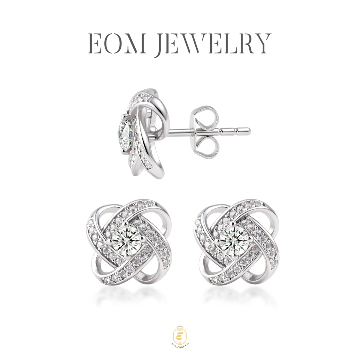 Moissanite Love Knot Stud Earrings