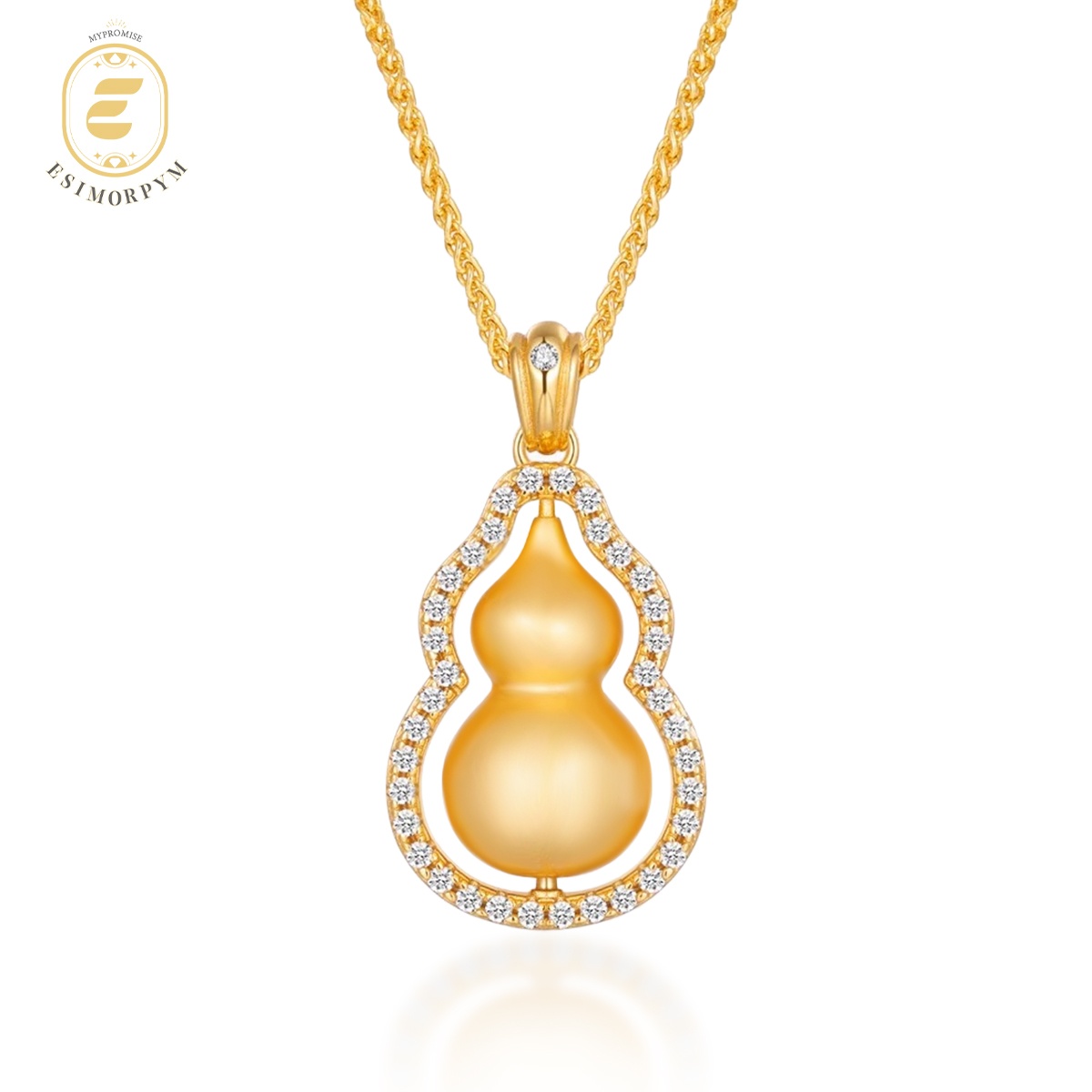 Moissanite Golden Gourd Pendant Necklace