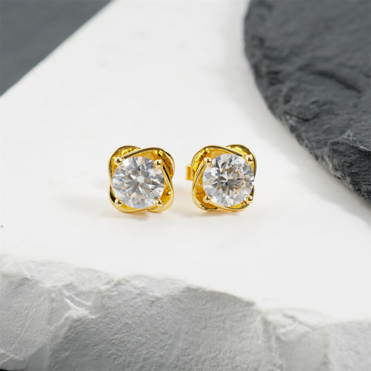 Moissanite 2ct Petal Whisper Floral Stud Earrings